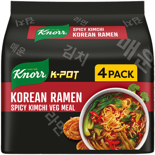 40358023_4-knorr-k-pot-korean-ramen-spicy-kimchi-veg-meal Knorr Spicy Kimchi Korean Ramen Noodles (4Pack)384g - Image 1