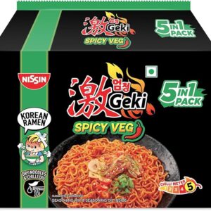 Nissin Geki Korean Ramen Spicy veg Noodles (5in1)400g