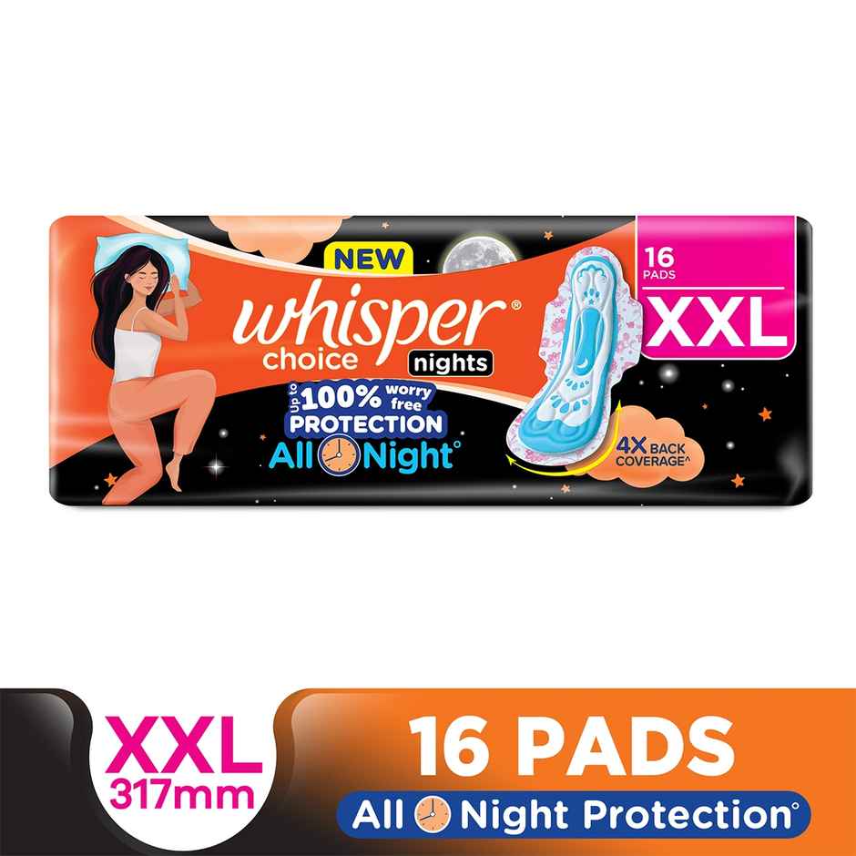 Whisper-Choice-Nights-16-XXL-Pads-with-4x-Back-Coverage Whisper Choice Nights (XXL) 16 Pads - Image 1