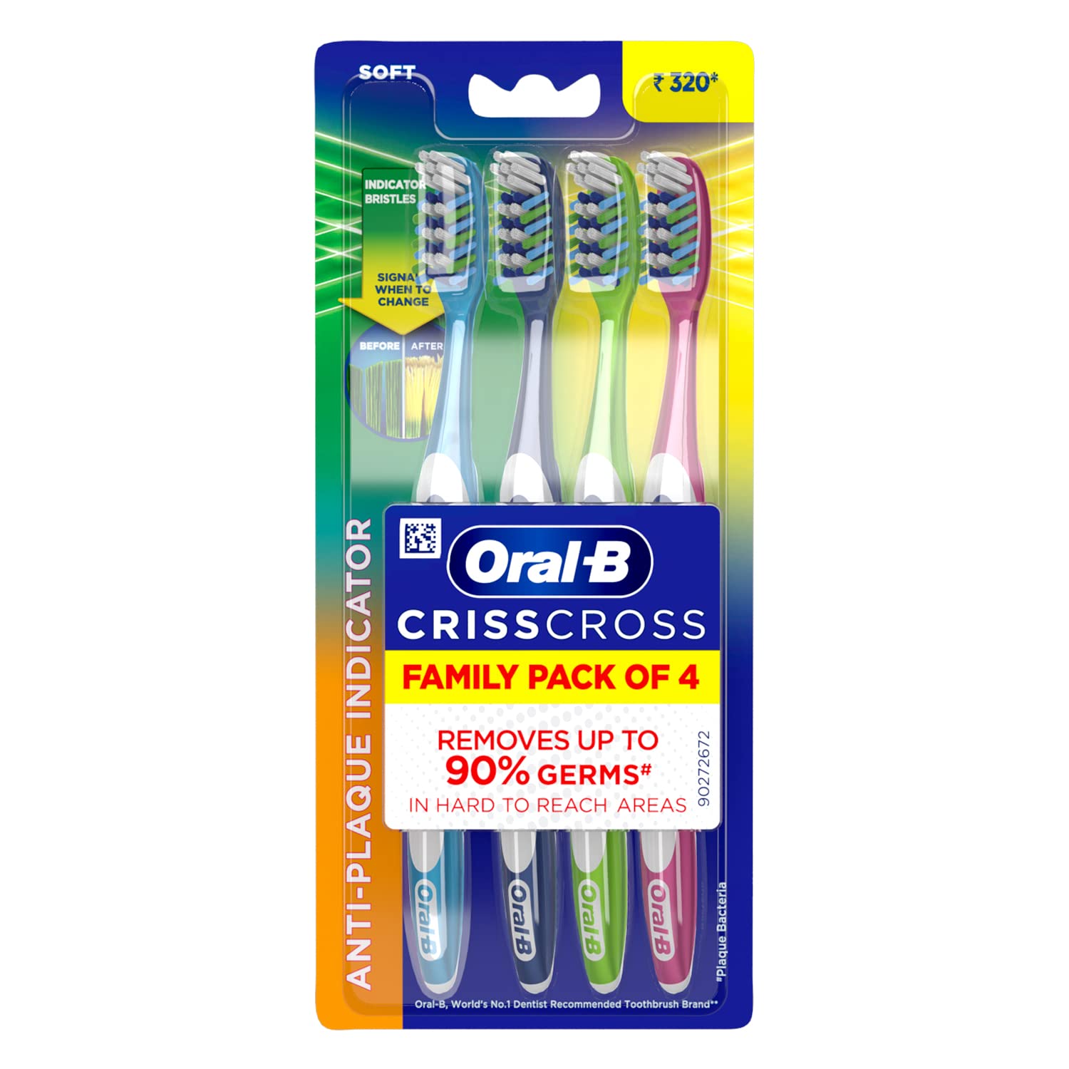 Oral-B Crisscross Toothbrush Family Pack Of 4