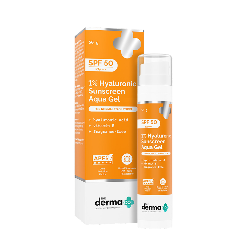 The Derma Co 1% Hyaluronic Sunscreen Gel Aqua (SPF 50 PA++++) 50g